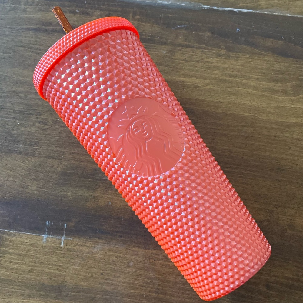 BNWT Coral/Pink Starbucks Studded Cold Cup